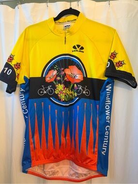 Voler men’s Yellow & Blue Wildflower Century Cycling Jersey